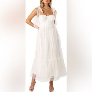 NWT Floret Bow Strap Sweetheart Neck Maxi Dress